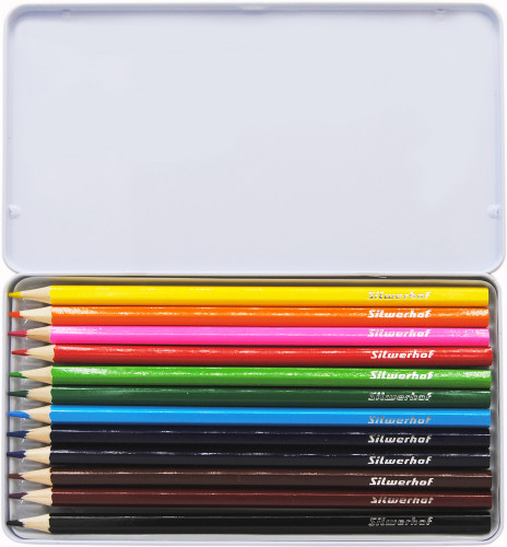 Карандаши цв. Silwerhof Монстрики 2.8мм шестигран. дерево ассорти 12цв. мет.кор.