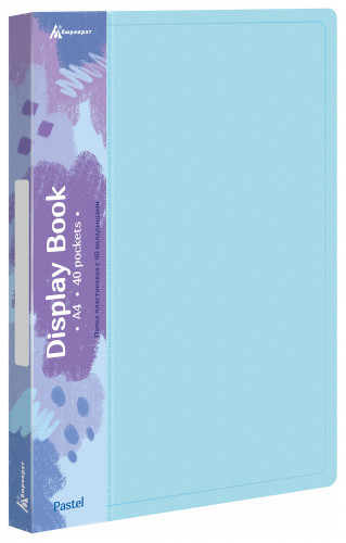 Папка с 40 прозр.вклад. Бюрократ Pastel PAST40BLUE A4 пластик 0.5мм торц.карм с бум. встав голубой