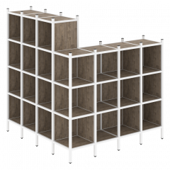 Loft Угловой внешний стеллаж наборный VR.L-60 Тиквуд тёмный/Белый металл 1694*1694*1869