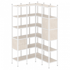 Loft Угловой внутренний стеллаж наборный VR.L-34 Денвер светлый/Белый металл 1278*1278*2280