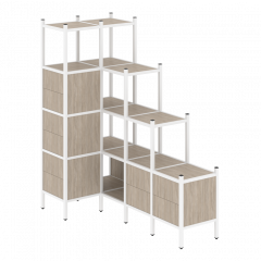 Loft Угловой внутренний стеллаж наборный VR.L-42 Дуб аттик/Белый металл 862*1694*1869