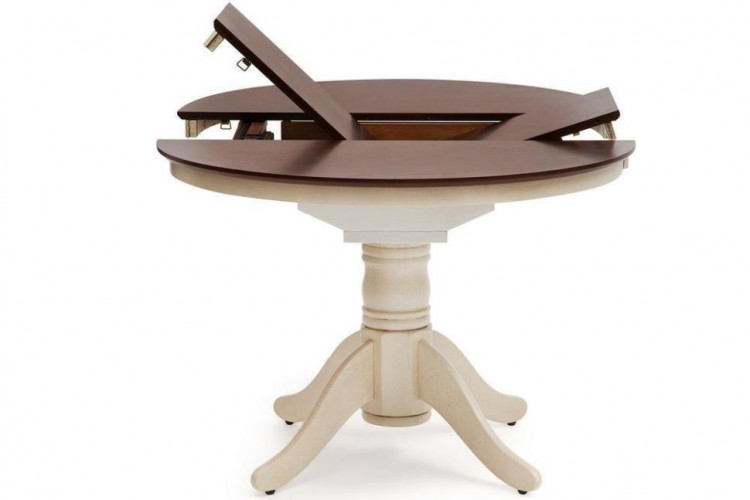 Cairo / Каир (CT4260)  Стол обеденный раскладной , дерево гевея, 100(133)х100х75см, Античный белый/Тёмный Дуб