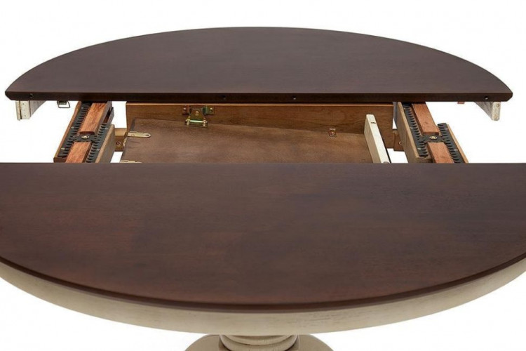 Cairo / Каир (CT4260)  Стол обеденный раскладной , дерево гевея, 100(133)х100х75см, Античный белый/Тёмный Дуб