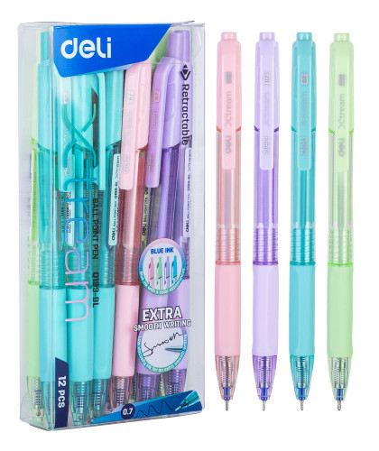 Ручка шариков. автоматическая Deli X-tream EQ199-BL d=0.7мм син. черн. резин. манжета