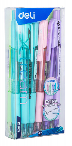 Ручка шариков. автоматическая Deli X-tream EQ199-BL d=0.7мм син. черн. резин. манжета