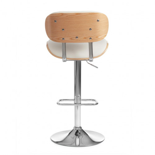 Барный стул DRAKAR (mod.4050), металл/дерево/экокожа, 51х56х95-116 см, высота сиденья 65-87 см, белый/натуральный/хром