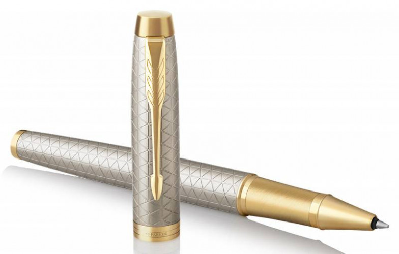 Ручка роллер Parker IM Premium T323 (1931686) Grey GT F черн. черн. подар.кор.