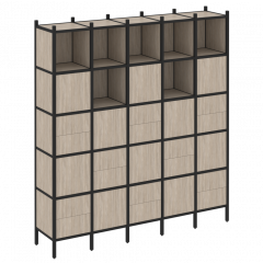 Loft Прямой стеллаж наборный VR.L-10 Дуб аттик/Чёрный металл 2110*446*2280