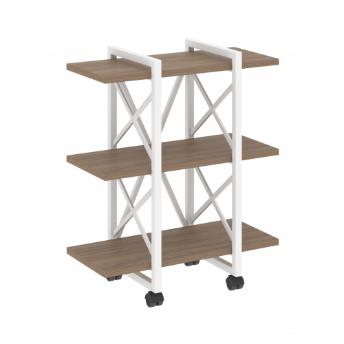 Loft Стеллаж на колесных опорах-3 полки VR.L-MST.K-3.4V Дуб аризона/Белый металл 800*400*968