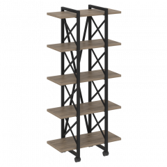 Loft Стеллаж на колесных опорах-5 полок VR.L-MST.K-5.4V Тиквуд тёмный/Чёрный металл 800*400*1704