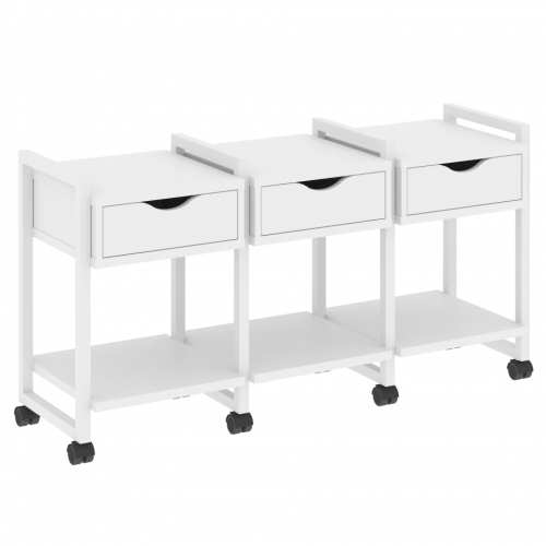 Loft Тумба на колесных опорах наборная. Вариант №4 VR.L-TN-4.K Белый бриллиант/Белый металл 1440*460*767