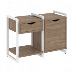 Loft Тумба на регулируемых опорах наборная. Вариант №3 VR.L-TN-3.O Дуб аризона/Белый металл 970*460*719