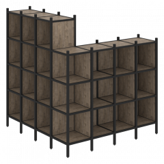 Loft Угловой внешний стеллаж наборный VR.L-60 Тиквуд тёмный/Чёрный металл 1694*1694*1869