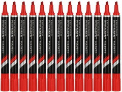 Набор маркеров перманентных Deli EU10140-P Think скошенный пиш. наконечник 1.5-5мм красный коробка картонная (12шт.)