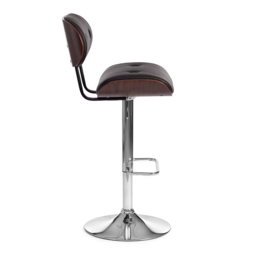 Барный стул DRAKAR (mod.4050), металл/дерево/экокожа, 51х56х95-116 см, высота сиденья 65-87 см, черный/орех/хром