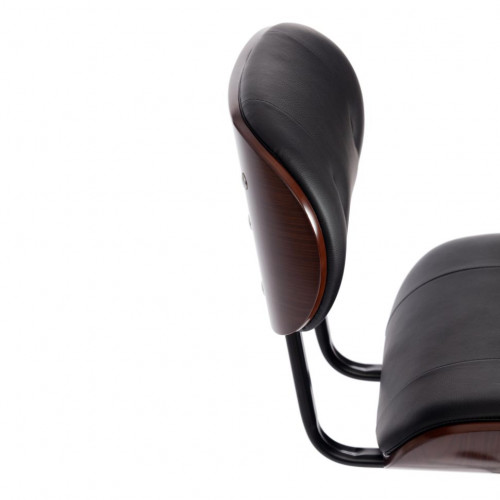 Барный стул DRAKAR (mod.4050), металл/дерево/экокожа, 51х56х95-116 см, высота сиденья 65-87 см, черный/орех/хром