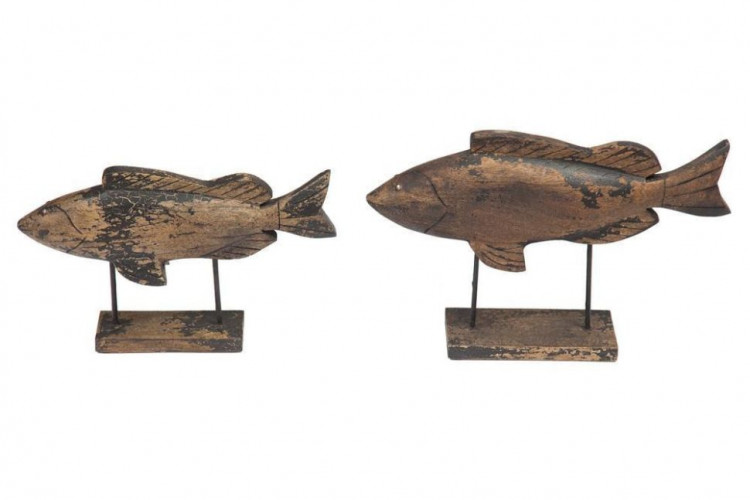 Декор Secret De Maison FISH ( mod. M-10734 ) , дерево манго, 30х46х9см  / 24х38х7см, коричневый