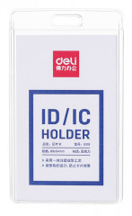 Бейдж для пропуска Deli 8319 54х89мм вертикальный без крепления акрил прозрачный