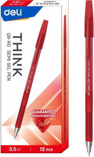 Набор ручек шариков. Deli Think EQ8-RD красн. черн. (12шт) линия 0.5мм