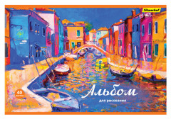 Альбом для рисования Silwerhof 911111-74 40л. A4 Венеция 2диз. картон скрепка