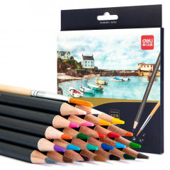 Карандаши цв. Deli 6518 Nuevo акварель. липа т.сер. корпус 24цв. коробка/европод.