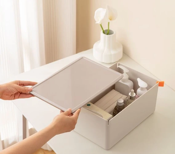 Короб для хранения Deli XDM14pink 1отд. 317x212x135мм розовый/серый пластик