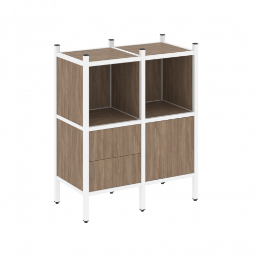 Loft Прямой стеллаж наборный VR.L-02 Дуб аризона/Белый металл 862*446*1047