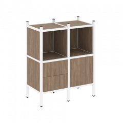 Loft Прямой стеллаж наборный VR.L-02 Дуб аризона/Белый металл 862*446*1047