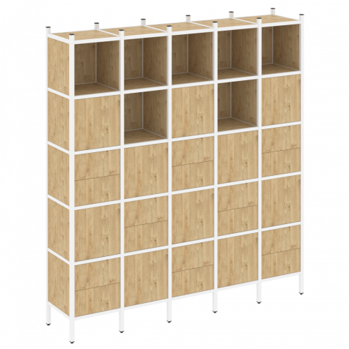 Loft Прямой стеллаж наборный VR.L-10 Тиквуд светлый/Белый металл 2110*446*2280