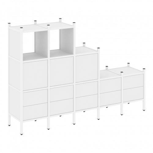 Loft Прямой стеллаж наборный VR.L-19 Белый бриллиант/Белый металл 2110*446*1458