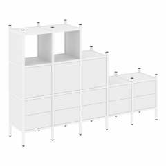 Loft Прямой стеллаж наборный VR.L-19 Белый бриллиант/Белый металл 2110*446*1458