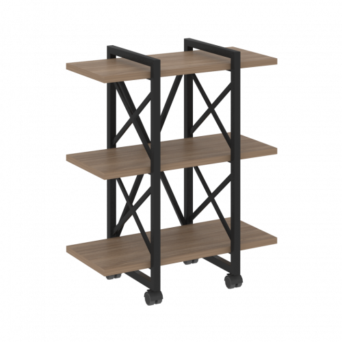 Loft Стеллаж на колесных опорах-3 полки VR.L-MST.K-3.4V Дуб аризона/Чёрный металл 800*400*968