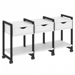 Loft Тумба на колесных опорах наборная. Вариант №4 VR.L-TN-4.K Белый бриллиант/Чёрный металл 1440*460*767