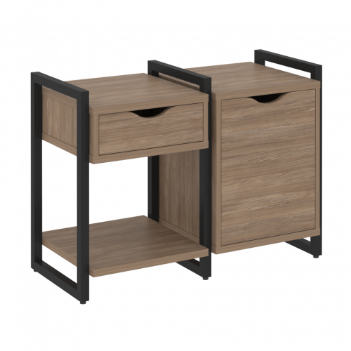 Loft Тумба на регулируемых опорах наборная. Вариант №3 VR.L-TN-3.O Дуб аризона/Чёрный металл 970*460*719