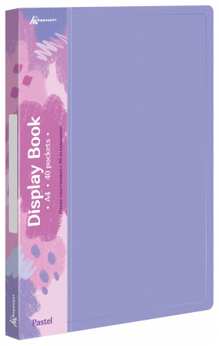 Папка с 40 прозр.вклад. Бюрократ Pastel PAST40VIO A4 пластик 0.5мм торц.карм с бум. встав фиолетовый