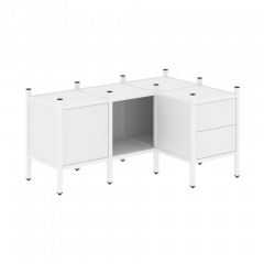 Loft Угловой внутренний стеллаж наборный VR.L-26 Белый бриллиант/Белый металл 1278*862*636