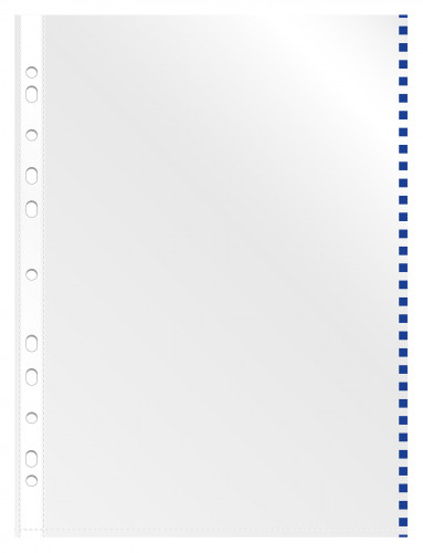 Папка-вкладыш Бюрократ Премиум -013BKAN2BLUE глянцевые А4+ 30мкм синий край (упак.:50шт)