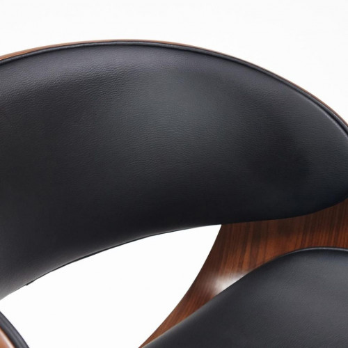 Барный стул LANDO (mod.4036), металл/дерево/экокожа, 59х51х93-114 см, высота сиденья 62-83 см, черный/орех/хром