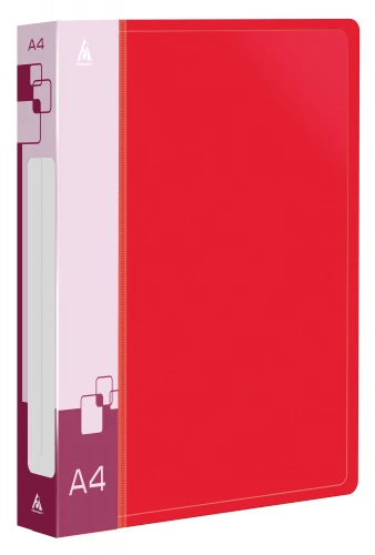 Папка на 4-х D-кольцах Бюрократ -0840/4DRED A4 пластик 0.8мм кор.40мм внутр. с вставкой красный