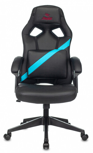Кресло игровое Zombie DRIVER черный/голубой эко.кожа с подголов. крестов. пластик