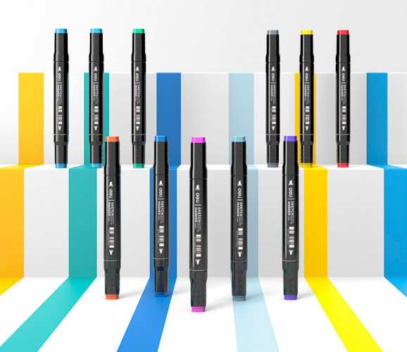 Набор маркеров для скетчинга Deli E70806-30 двойной пиш. наконечник 30цв. ассорти текстильная сумка (30шт.)