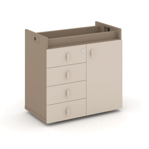 Estetica Тумба опорная - Фасад + ящики ES.TON-2 Латте/Капучино/Латте металл 750*406*725