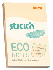 Блок самоклеящийся бумажный Stick`n ECO 21741 51x76мм 100лист. 60г/м2 пастель желтый