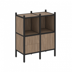 Loft Прямой стеллаж наборный VR.L-02 Дуб аризона/Чёрный металл 862*446*1047