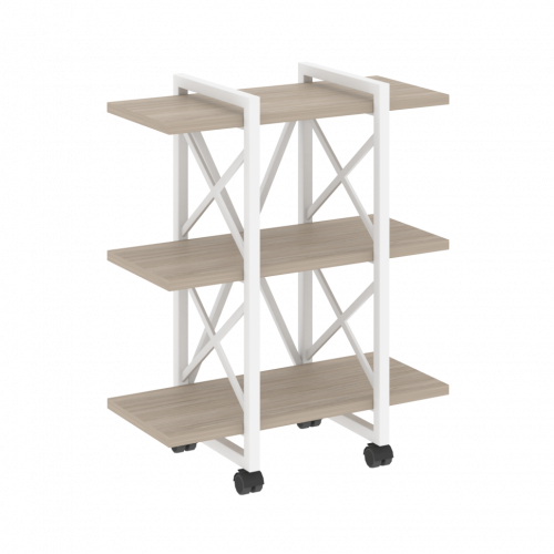 Loft Стеллаж на колесных опорах-3 полки VR.L-MST.K-3.4V Дуб аттик/Белый металл 800*400*968