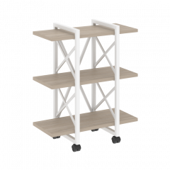 Loft Стеллаж на колесных опорах-3 полки VR.L-MST.K-3.4V Дуб аттик/Белый металл 800*400*968