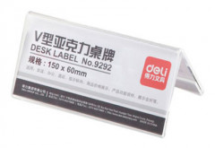 Информационная табличка Deli 9292 15x6см настольная прямоугольная прозрачный (упак.:1шт)