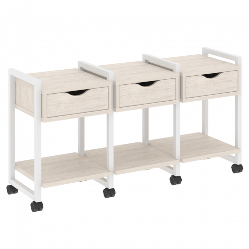 Loft Тумба на колесных опорах наборная. Вариант №4 VR.L-TN-4.K Денвер светлый/Белый металл 1440*460*767