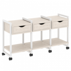 Loft Тумба на колесных опорах наборная. Вариант №4 VR.L-TN-4.K Денвер светлый/Белый металл 1440*460*767