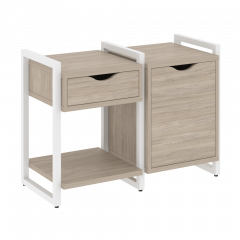 Loft Тумба на регулируемых опорах наборная. Вариант №3 VR.L-TN-3.O Дуб аттик/Белый металл 970*460*719